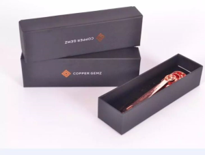 Hot stamping logo high end black metal cutlery packaging boxes