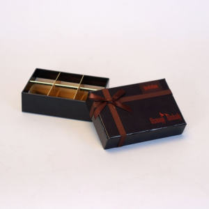 Custom exquisite design paper ​grid chocolate gift box packaging wedding favor box with bowknot
