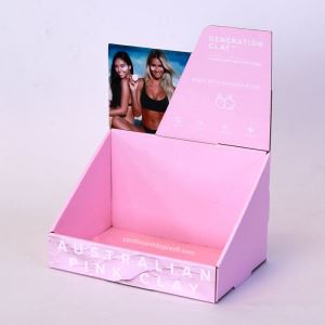 Custom Corrugated Cardboard Counter Top Display Boxes For pink clay face mask