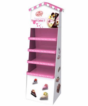 Premium quality three tier cake cardboard floor display stand custom design​