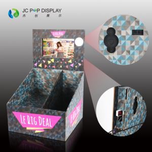 LCD Screen Cardboard Counter Displays With Video Player