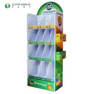 14 Cell Procket Cardboard Floor Display Stand Retail With Brochure Holder