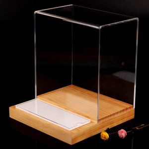 2020 Customized Clear Acrylic Display Boxes With Wooden Base