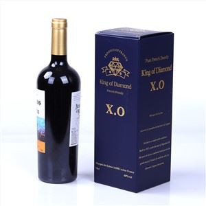 2021 New Gold And Silver Card Material Color Printing Single Blue Whiskey XO Brandy Packaging Wine Gift Box