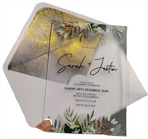 Hot Sale Clear Acrylic Wedding Invitation Cards With Envelopes