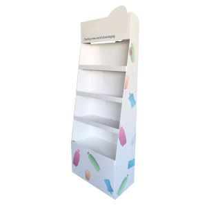 4 Shelves Rigid Material Cardboard Display Stand For Promotional Retail Goods