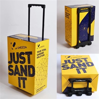 Custom Trade Shows Mobile Advertising Paper Pull Trolley Boxes With Wheel