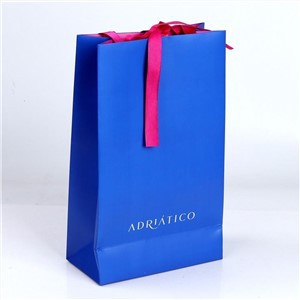 Custom Made High Quality Logo Paper Bag With Ribbon Handle Packaging Bag
