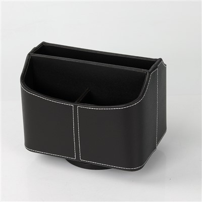 Black Leather Desktop Cosmetics & Skincare Storage Display Box