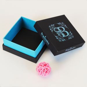 Luxury Blue Foil Logo Black Box Jewelry Package Case