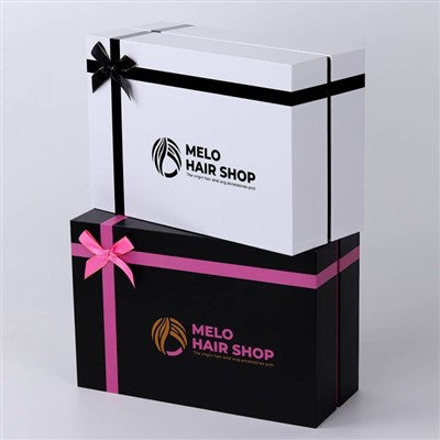 Lid And Base Cardboard Wig Packaging Box With Lovely Bow