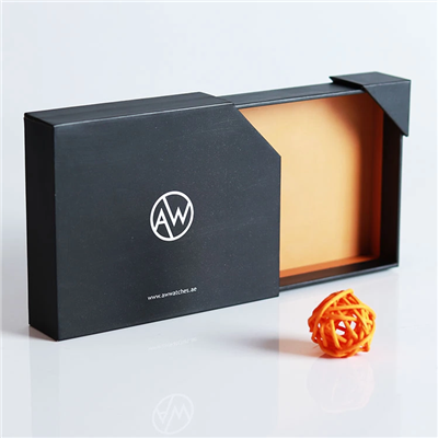 ‌Black Paper Drawer Jewelry Box With Printed Logo‌