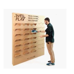 Brown Craft Paper Sidekick Cardboard Tennis Shoes Display Stand Rack With Hooks For Nike/adidas