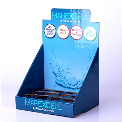 Desktop Cosmetic PDQ Paper Display Box With Circular Holes
