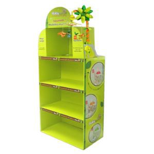 Corrugated Paper Displays with 3 Tiers,Pop Up Cardboard Display Stand for Promotion