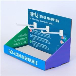 Cardboard Hanging Counter Stands Glossy Counter Display Box Custom Tabletop Display Stand With Hanging Pegs