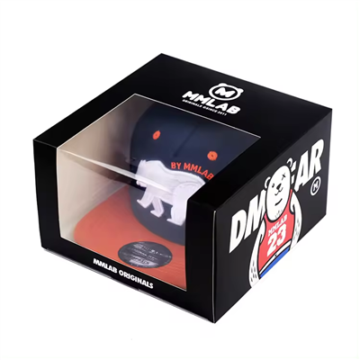 Cheap Custom Logo Paper Snapcap Hat Packaging Baseball Cap Gift Box With Clear Window