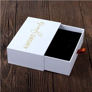 Cheap Plain White Sliding Drawer Jewelry ​gift Packaging Box With Customized Gold Logo