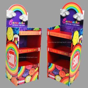 Low price foldable cardboard cupcakes chocolate candy food promotional display rack