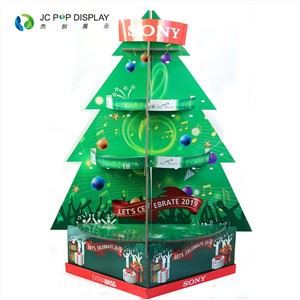 Custom Cardboard Christmas Tree Snow Display Stand Outdoors