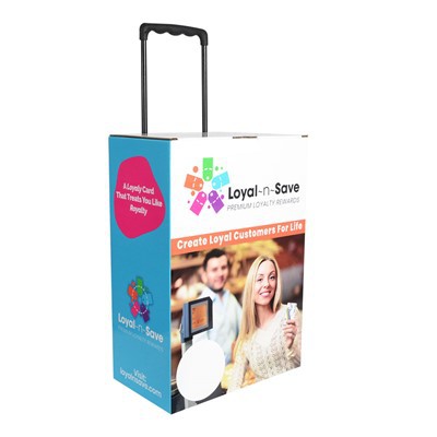 Custom Exhibition Mobile Advertise Paper Trolley Box With Handles And Wheels
