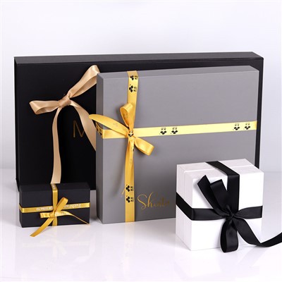 Custom Hardcover Lid And Base Box Rigid Paper Cardboard Gift Packaging Box Paper Boxes For Gift Packaging With Ribbon
