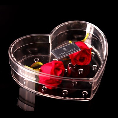 Custom Heart Shape Clear Acrylic Flowers Chocolate Box