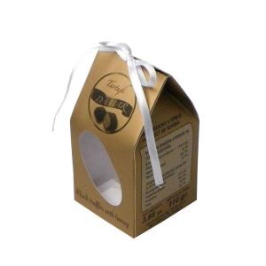 Custom Logo Design Brown Color Coffee Bean Packaging Bags With Ribbon And Clear PVC Window