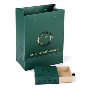 Custom Logo Luxury Green ​Jewelry Packaging Drawer Gift Box And Jewelry Paper Bag