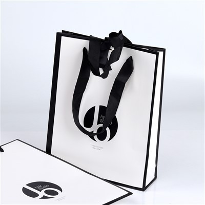Custom Logo Printed White Art Paper Bag Shopping Bag Wig Packaging Bag