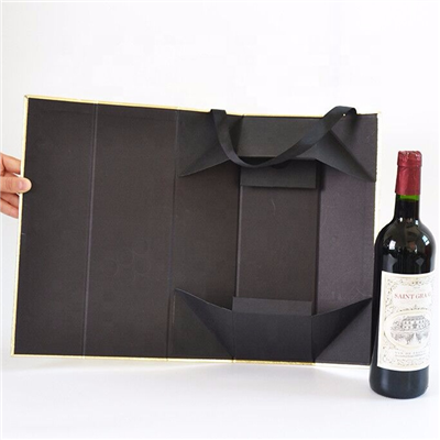 Custom Luxurious Red Wine Packaging Paper Folding Gift Box