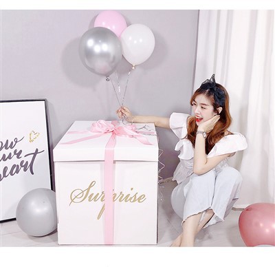 Custom Surprise Explosion Box Paper Box For Confession Balloon Gift Birthday Valentine's Day Gift Box