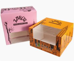 customized foldable card board samll cake box with window