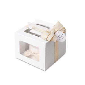 Easy Taking/portable Birthday Party Cake Packaging Box With Clear PVC Window Ribbon