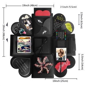 Black Hexagon Valentine Day Explosion paper Gift ​Boxes Birthday gifts surprise blind box