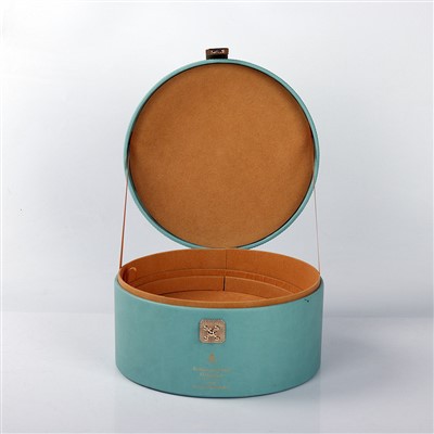 Exquisite High-end Round Leather Jewelry Storage Box