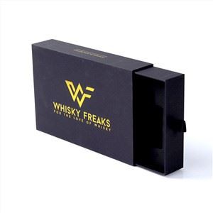 Factory Wholesale Price Gold Hot Stamping Logo Matte Black Drawer Box With Sponge Insert