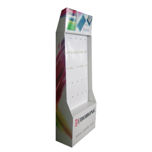 Floor Standing Point Of Purchase Removable Hooks Cardboard Display Stand
