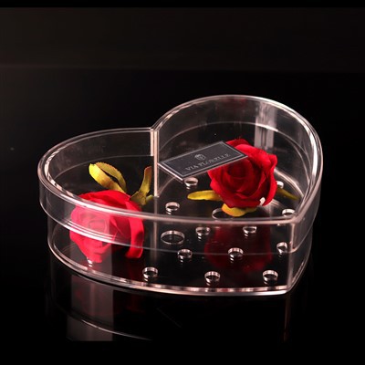 Heart Shape Flower Acrylic Clear Display Box For Valentine's Day Gift