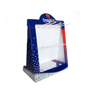 High-tech Electronic Products Corrugated Paper Cardboard Floor Display Stand With Hooks For Hanging Goods