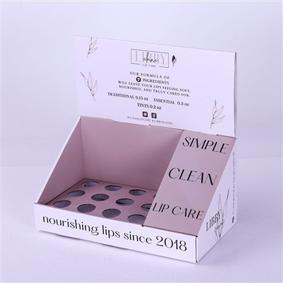 Hot Sale Supermarket Retail Makeup Counter Display Cardboard Pdq Display Box Shampoo Lip Balm Cosmetic Counter Display