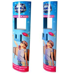 Laminated Stand-up Display Totem Display With Brochur Pocket Window Cardboard Totem Display