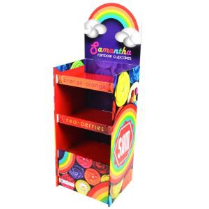 3 tier​ big rainbow cupcakes candy ​corrugated display case stand custom print
