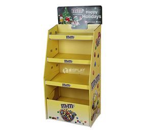 Chinese Food Promotion Display Stand , Corrugated Floor Display Stand for M&M Chocolates