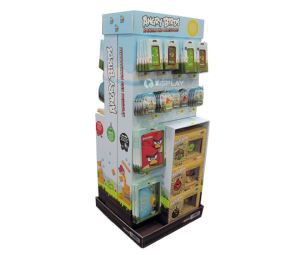 Free Standing Corrugated Cardboard Cell Phone Cases Promotion Display Rack with Logo Printing