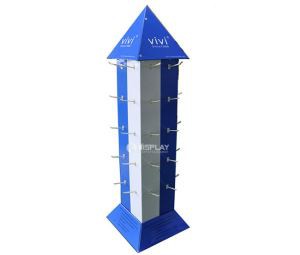 Triangle Peghook Floor Display with Hanging Peg Hook, Cardboard Hanging Product Display