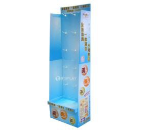 Floor Stand with Peg Hooks, Supermarket Exhibition Cardboard Display Stands with Hooks