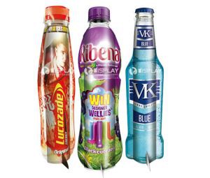 Bottle Shaped POP UP Totem Displays, Cardboard Popup Displays