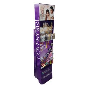 Creative hook ​corrugated paper display stand custom design for cosmetics foundation lipstick promotion