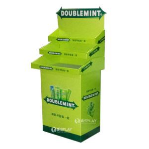 Products Display Shelf for Food, Customized 3 tiered Cardboard Dump bins Stand